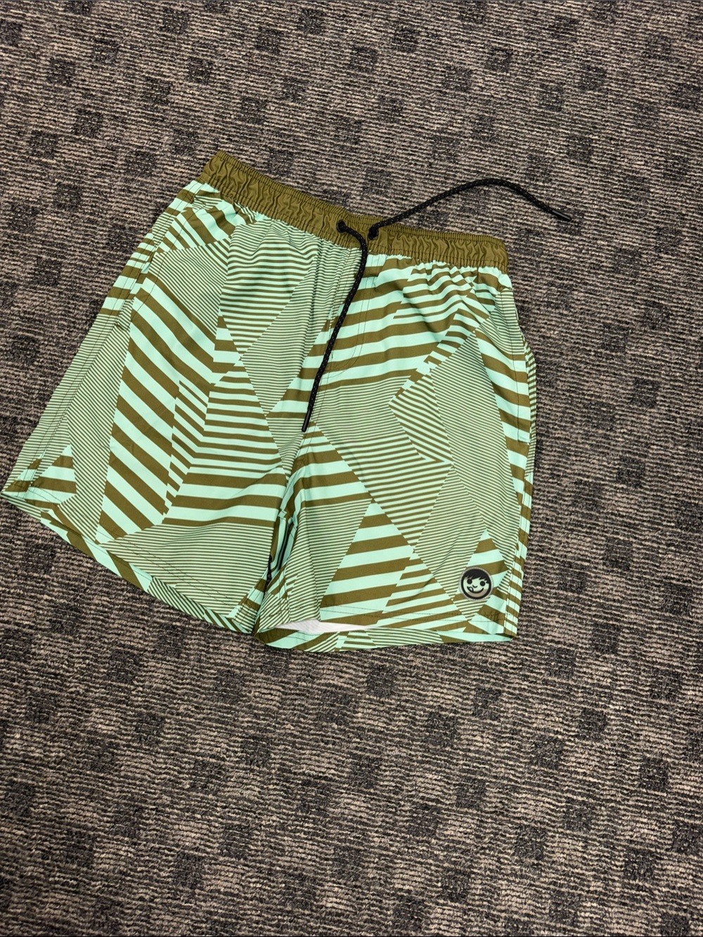 Neff Geometric Print Swim Trunks Shorts Men’s Large Green Streetwear Surf Skater